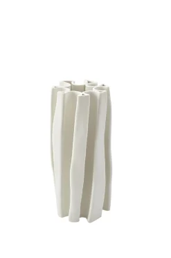 Vases & Planters-HUSK Pleat Vase - Ivory