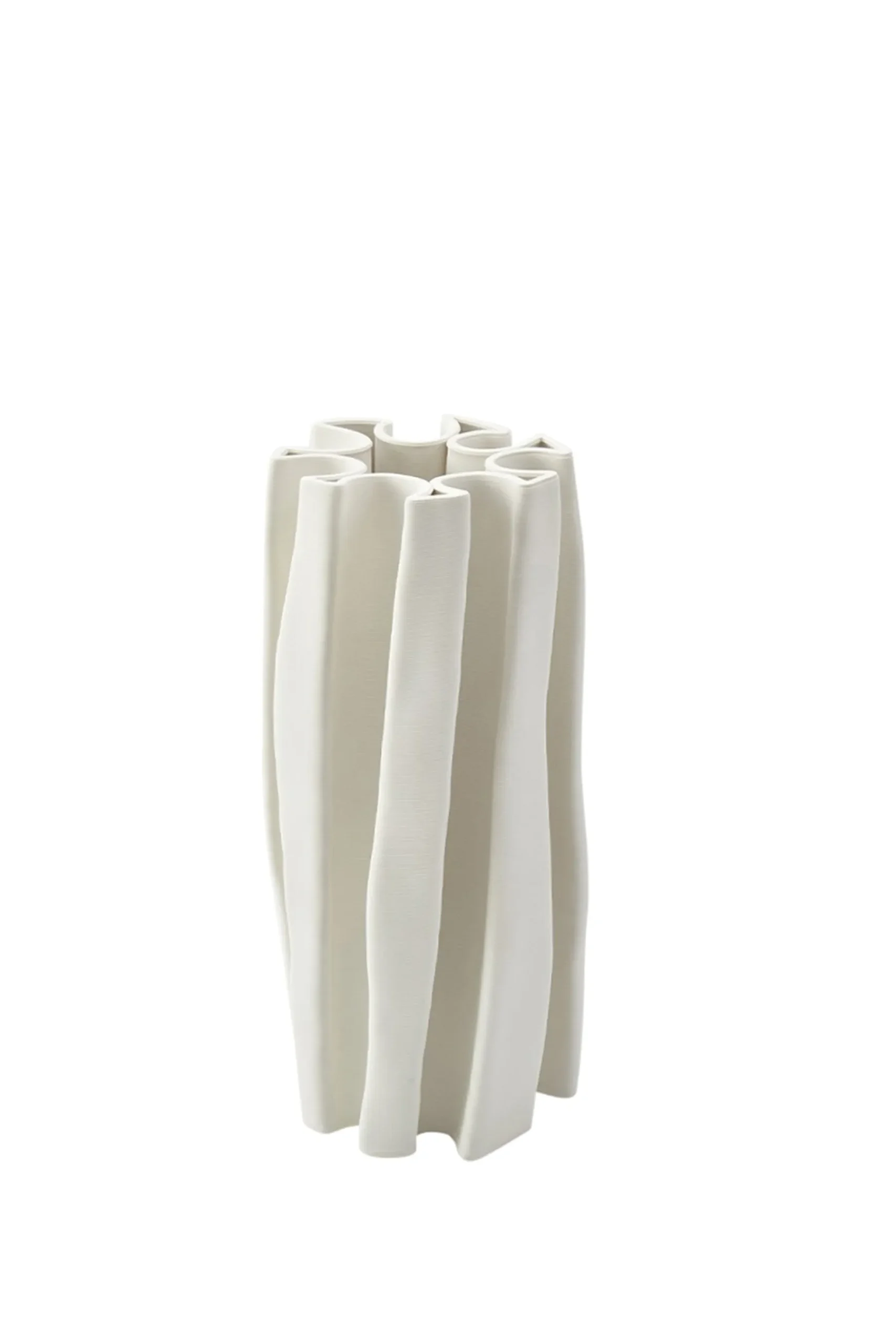 Vases & Planters-HUSK Pleat Vase - Ivory