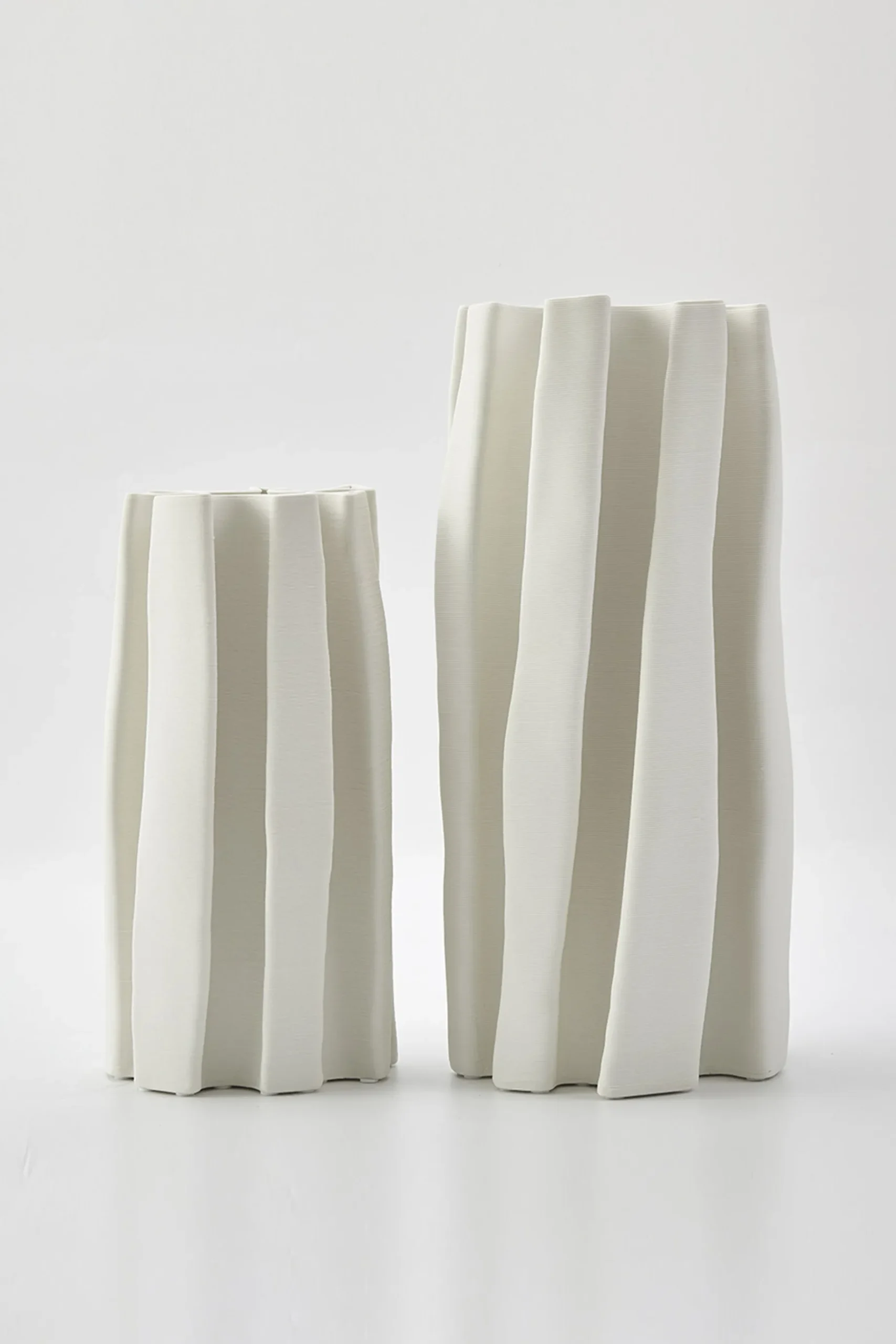 Vases & Planters-HUSK Pleat Vase - Ivory
