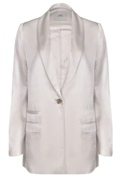 Jackets & Coats-HUSK SIENNA BLAZER - Oyster