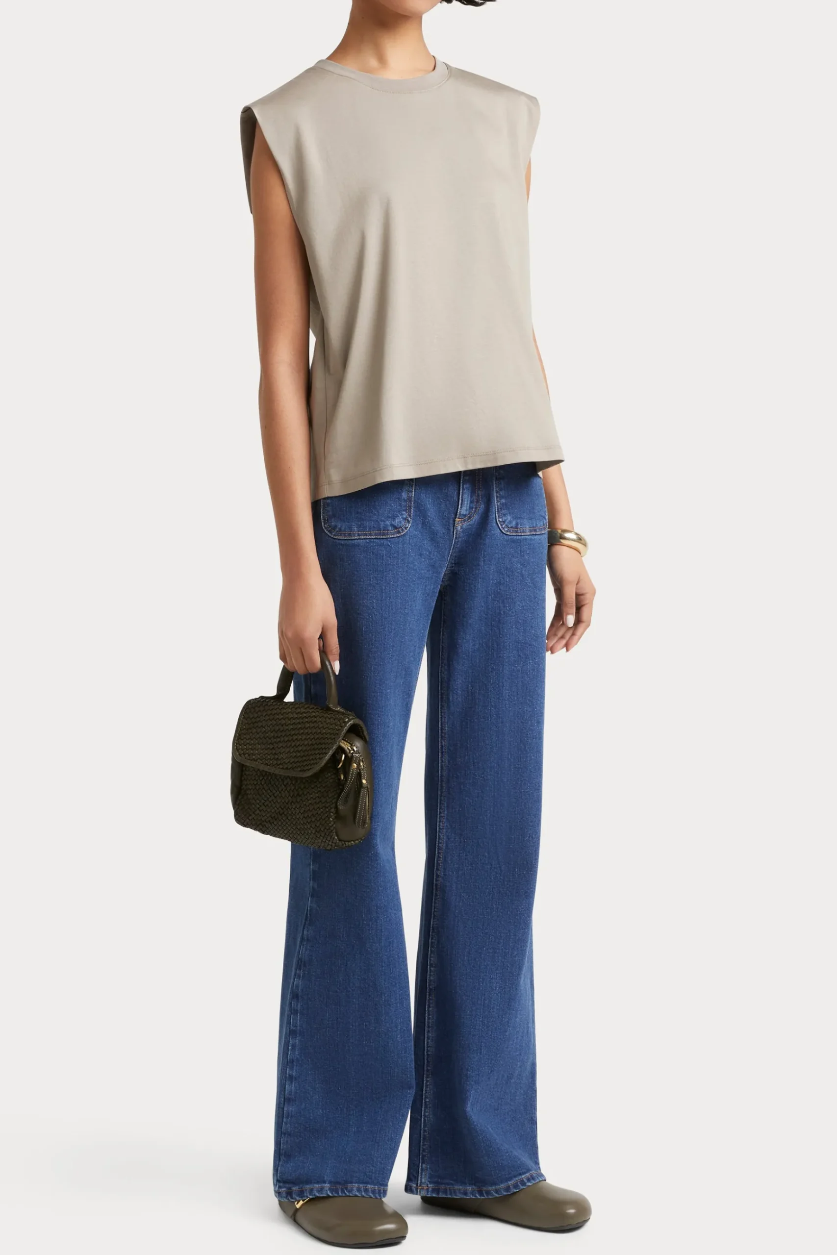 Tops-HUSK Tailored tank - Khaki
