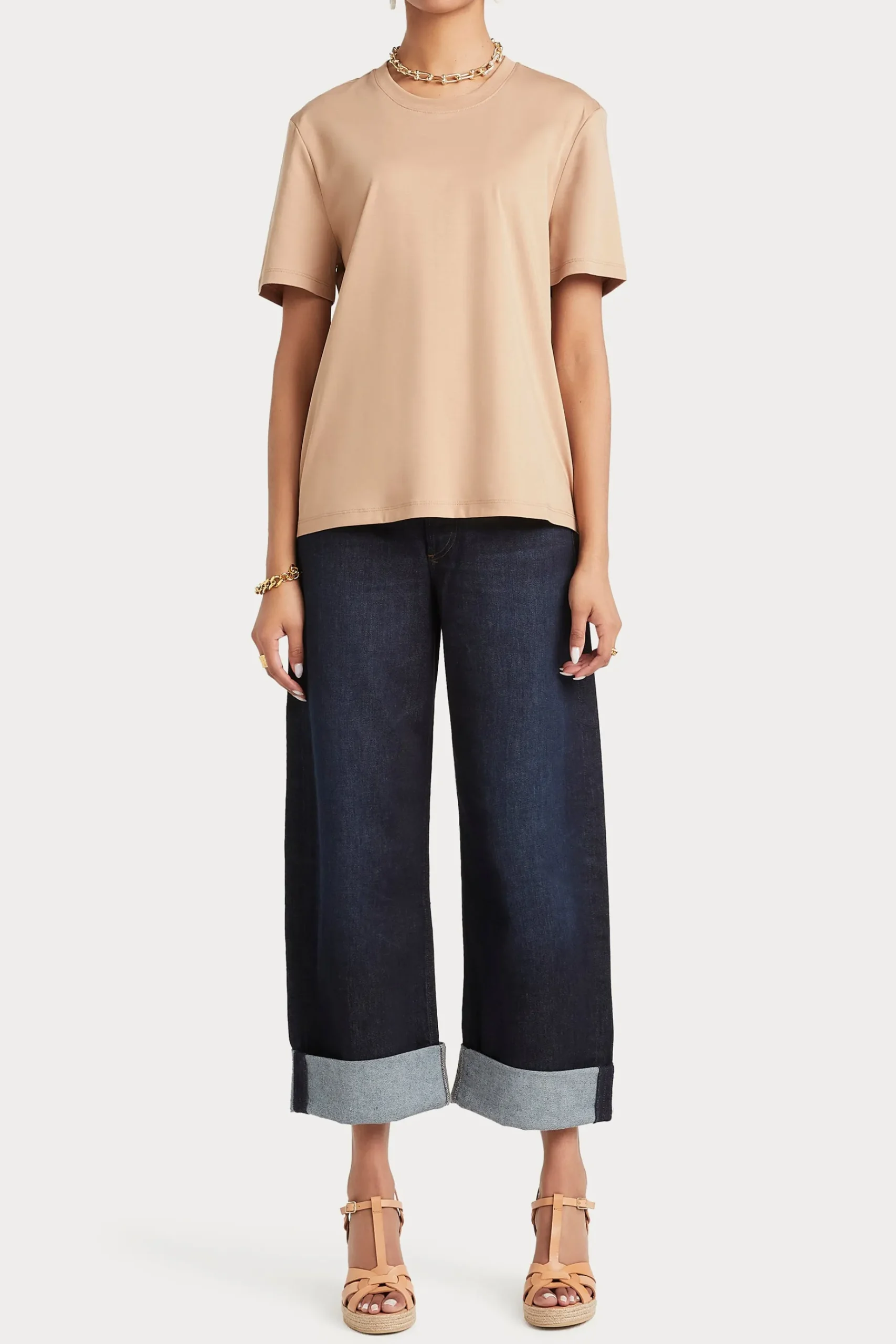Tops-HUSK TAILORED TEE - Mocha
