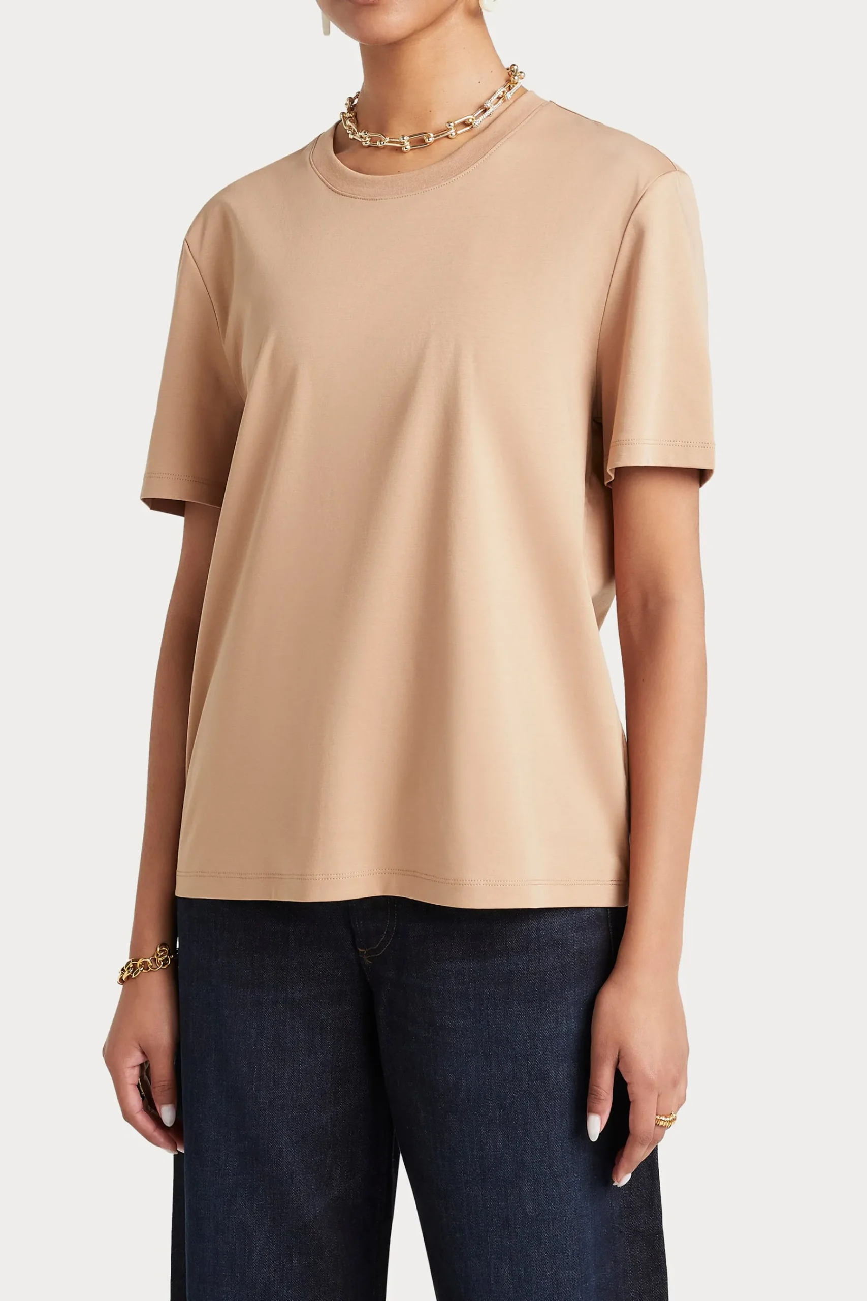 Tops-HUSK TAILORED TEE - Mocha