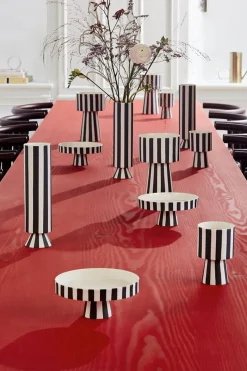 Vases & Planters-HUSK Toppu Pot - Black & White Black&White