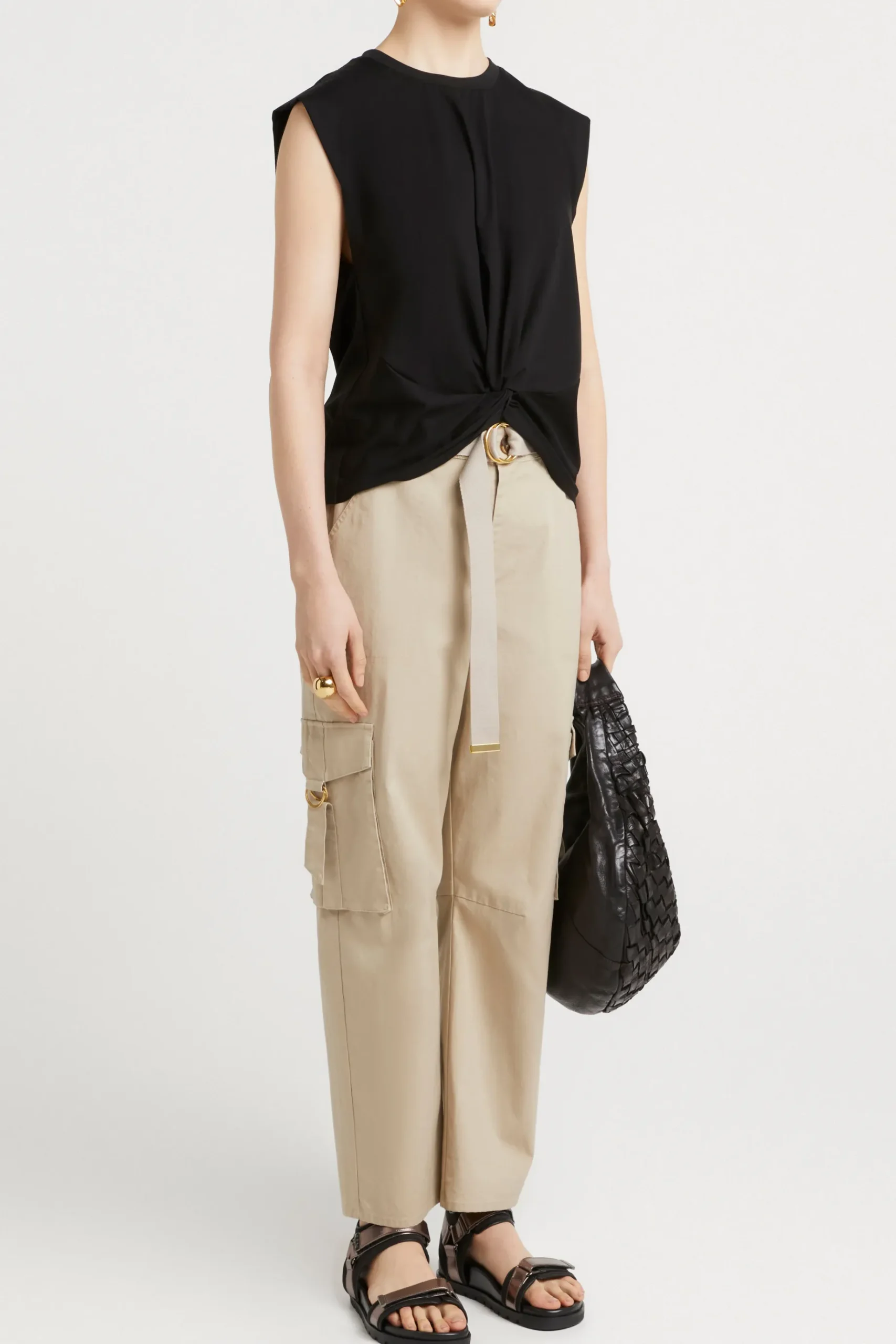 Tops-HUSK Twist tank - Black