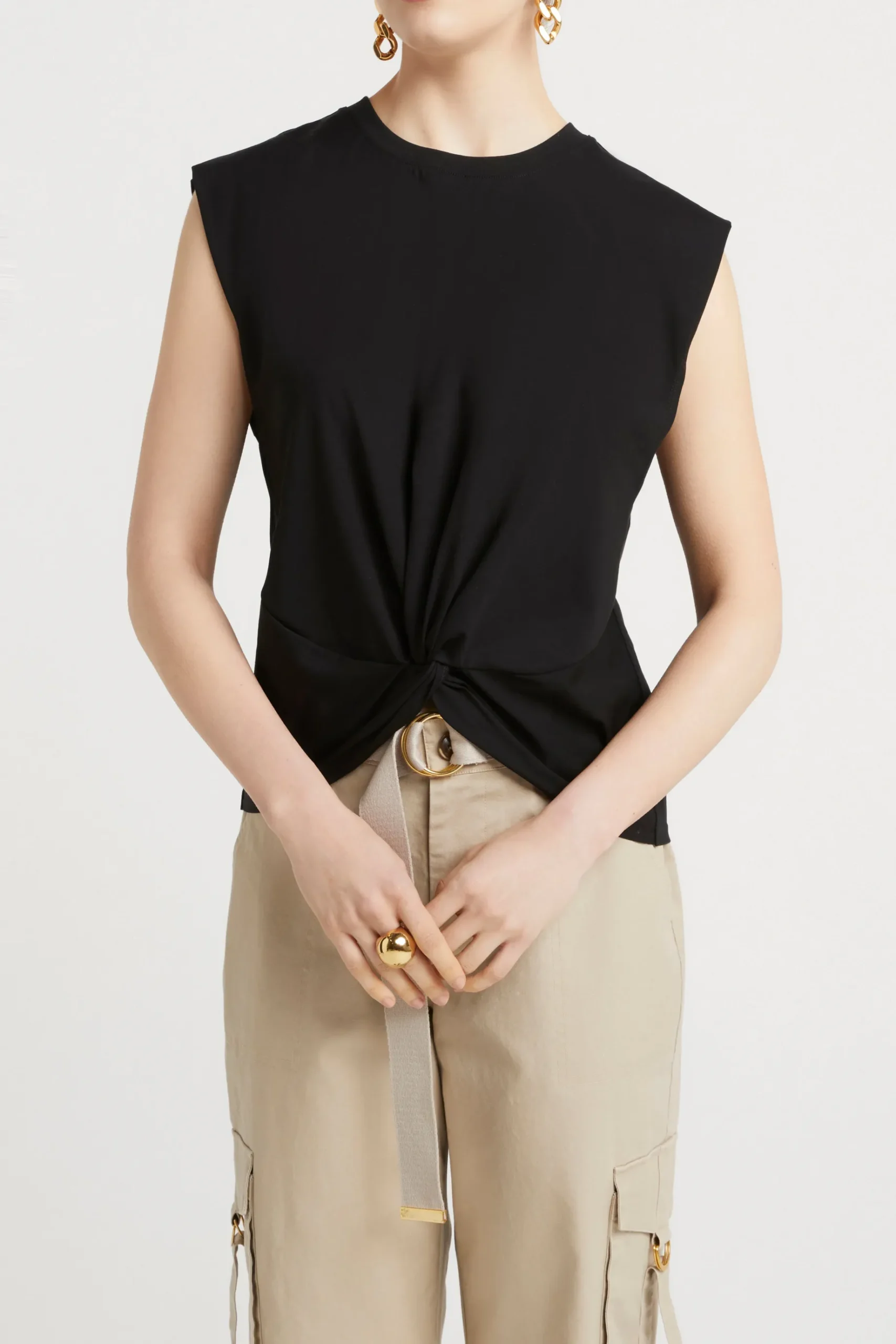 Tops-HUSK Twist tank - Black