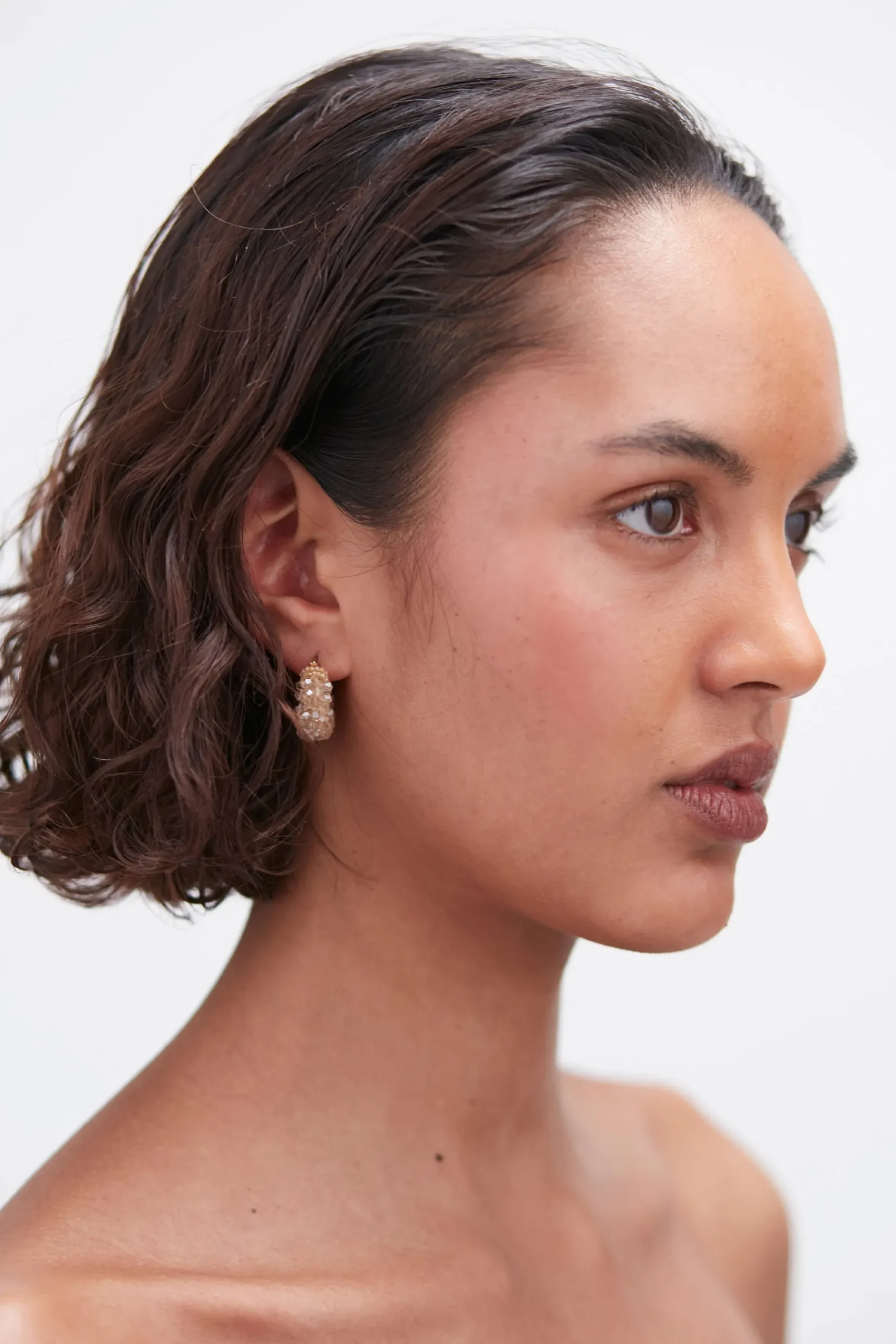 Earrings-HUSK Kroon Classic Hoops - Beige