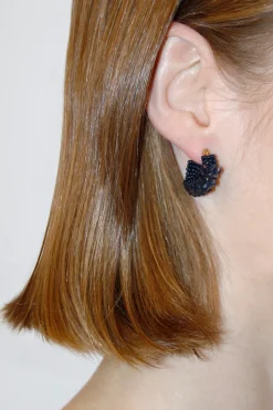 Earrings-HUSK Kroon Mini Hoops - Navy