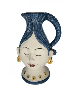 Tableware & Trays-HUSK Les Ottomans Ceramic Jug - Navy