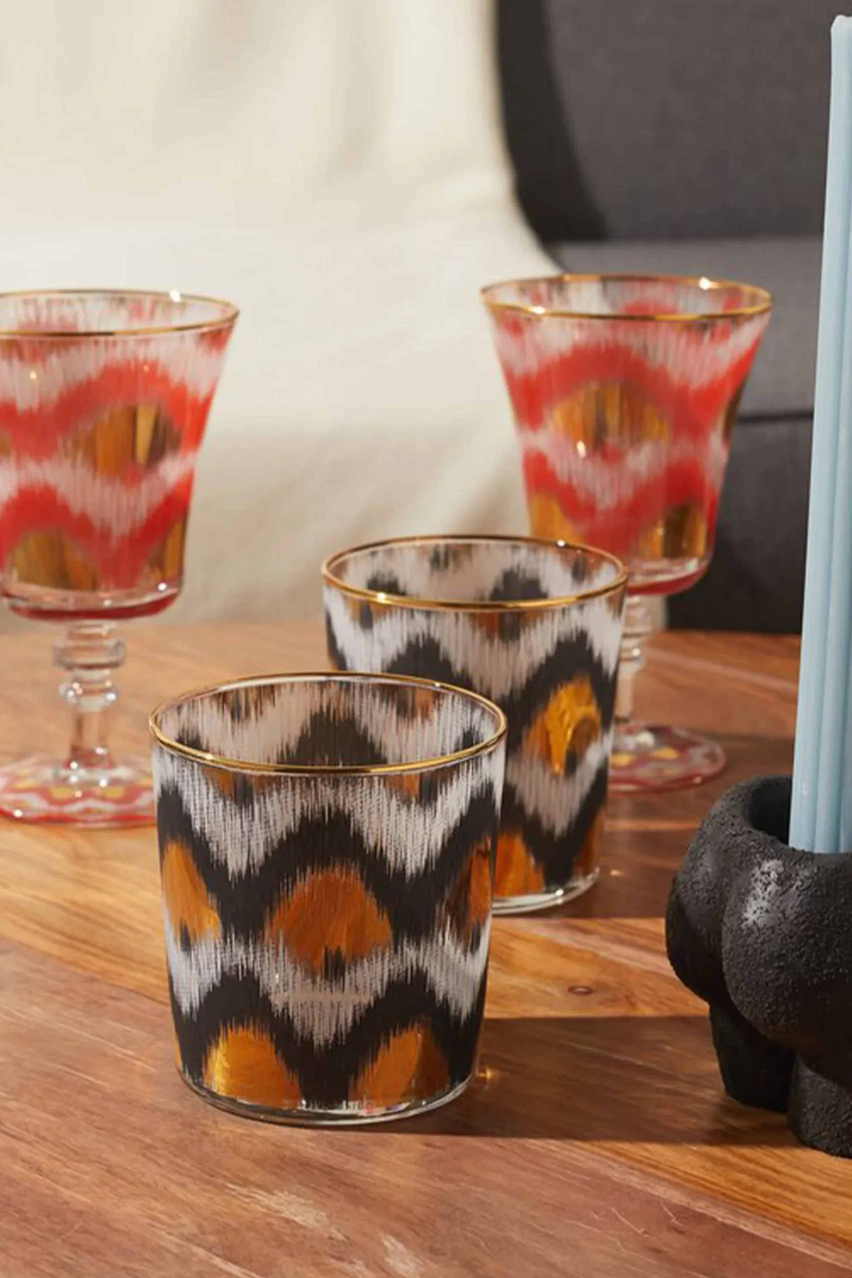 Tableware & Trays-HUSK Les Ottomans Ikat Tumbler - Black