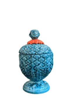 Objet D'art-HUSK Les Ottomans Monkey Box - Blue