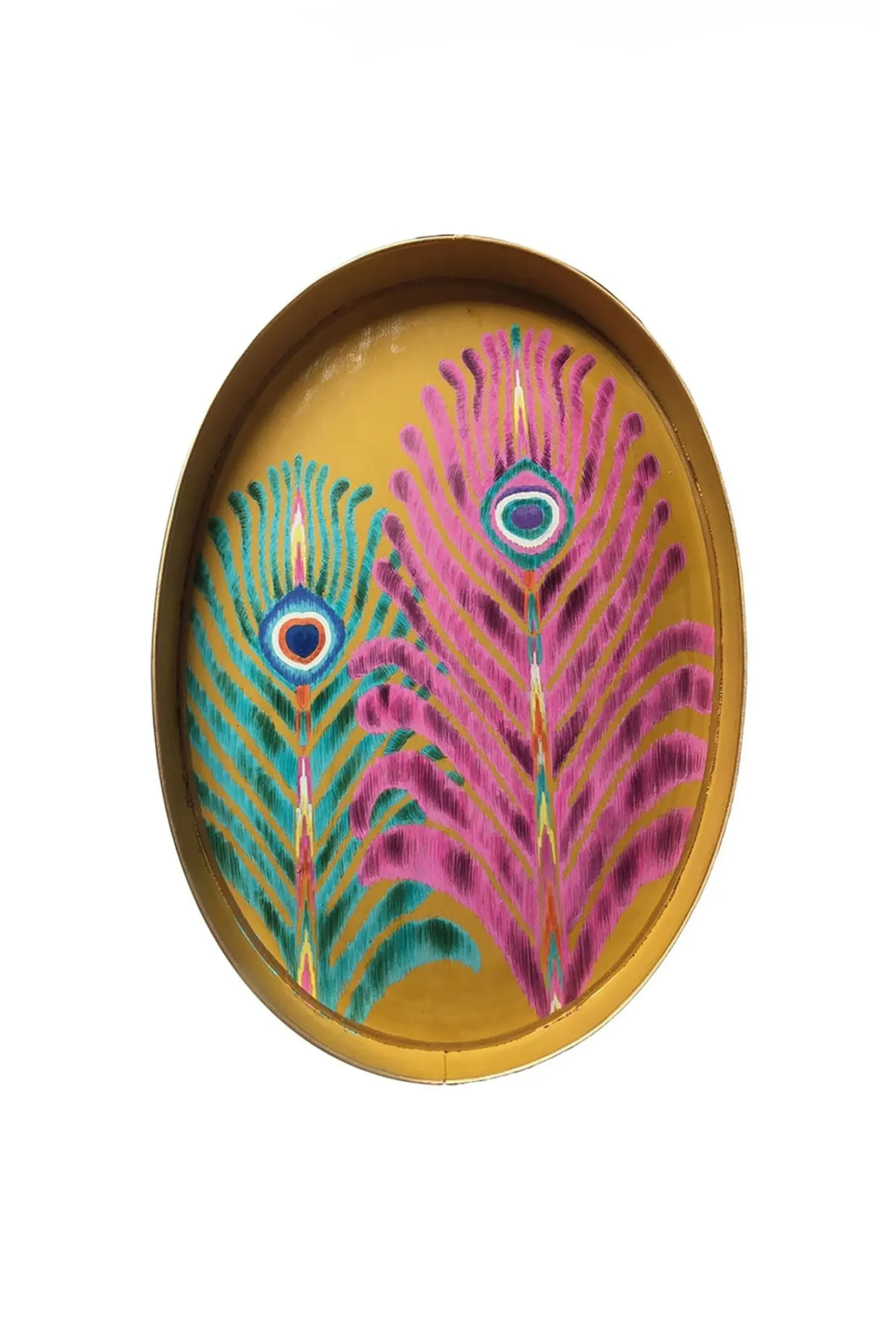 Tableware & Trays-HUSK Les Ottomans Peacock Oval - Yellow