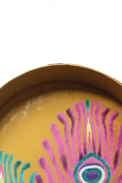 Tableware & Trays-HUSK Les Ottomans Peacock Oval - Yellow