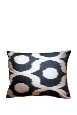 Cushions & Throws-HUSK Les Ottomans Silk Cushion - Black & White Black&White