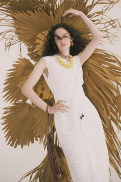 Dresses-HUSK Pearl & Caviar Belted Dress - White