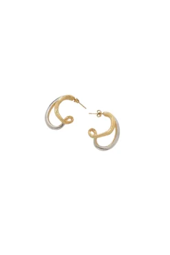 Earrings-HUSK Reliquia Fletch Earring - Silver & Gold Silver&Gold