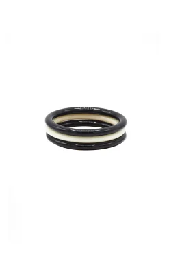 Bracelets-HUSK Sita Nevado Valeria Bangles - Black & White Black&White