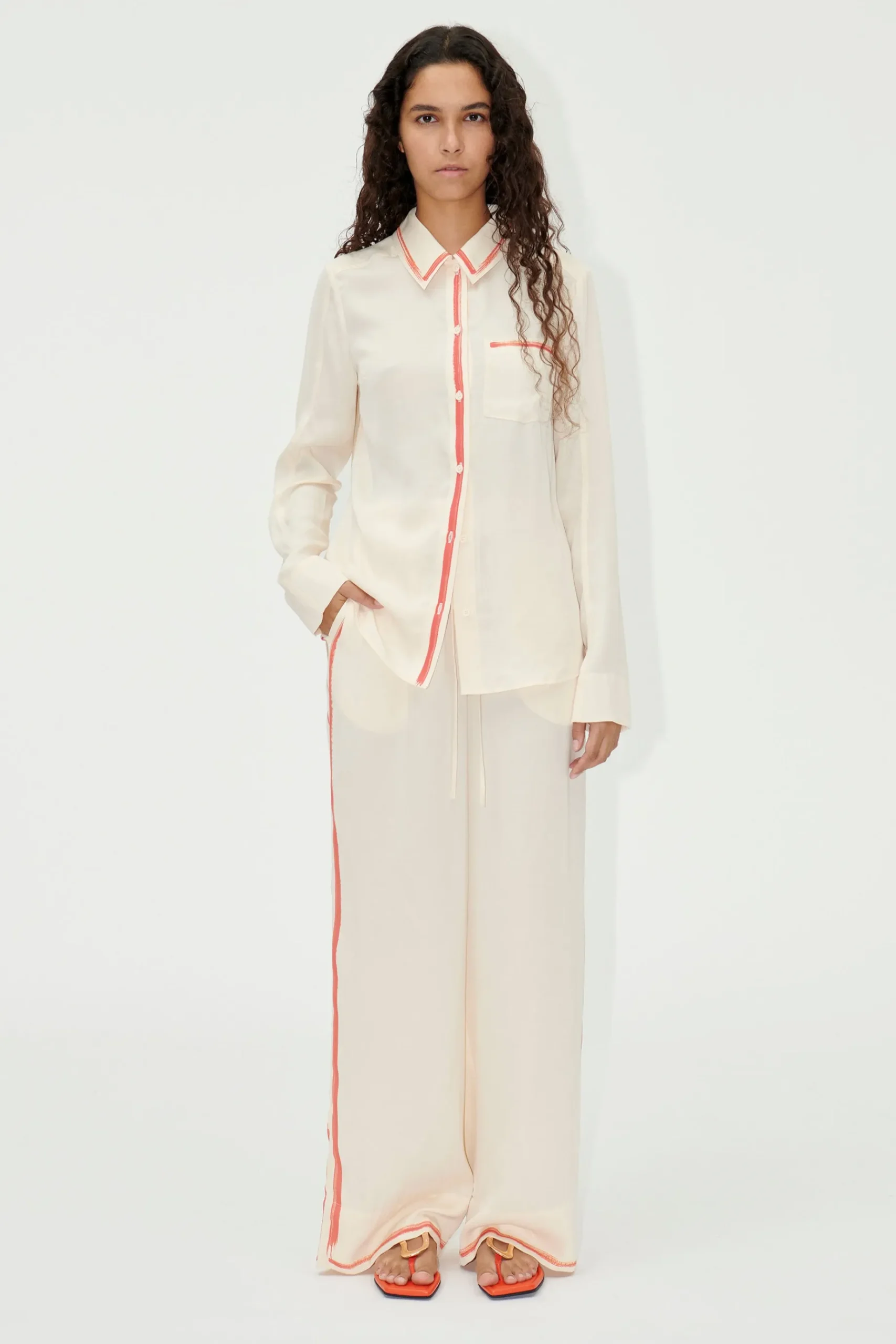 Tops-HUSK Stine Goya Felix Shirt - Tangerine