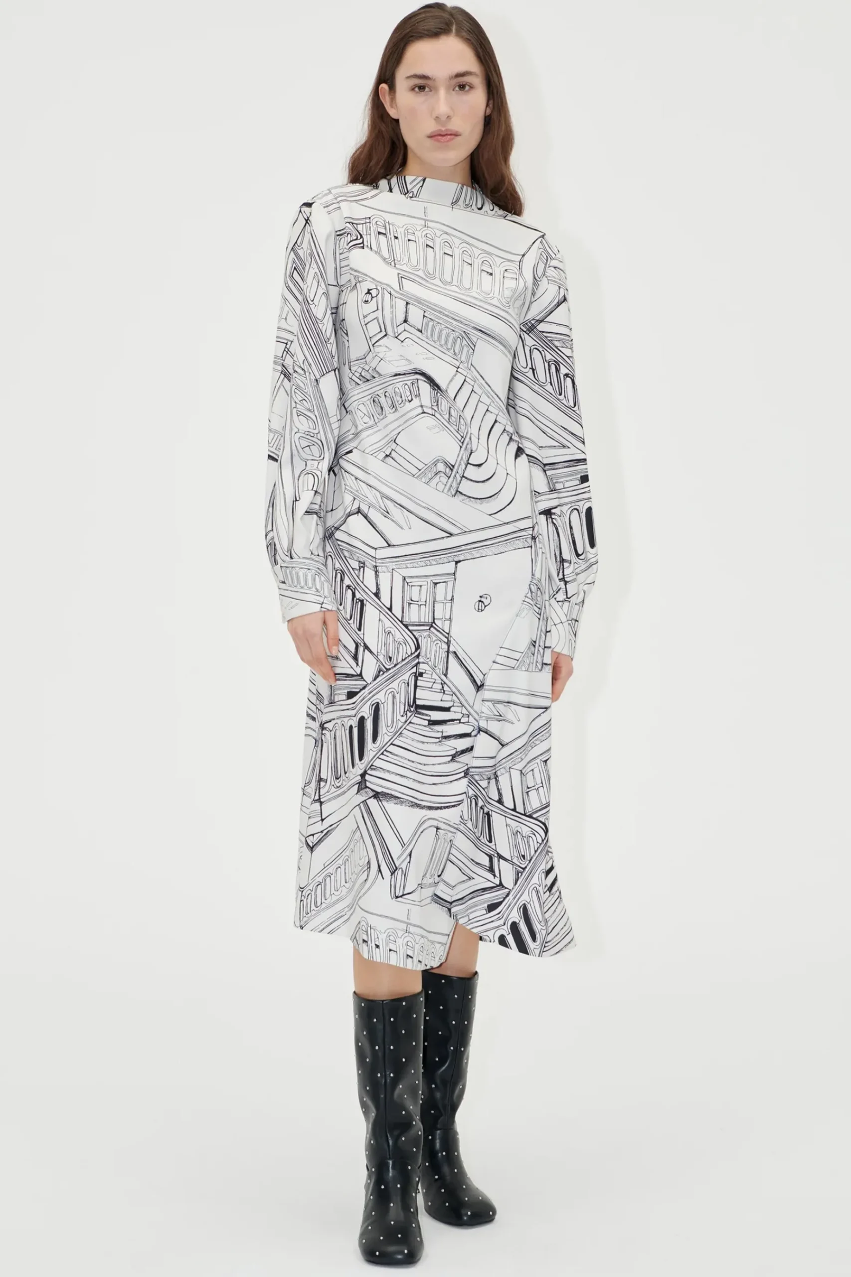 Dresses-HUSK Stine Goya Pleated Dress - Print