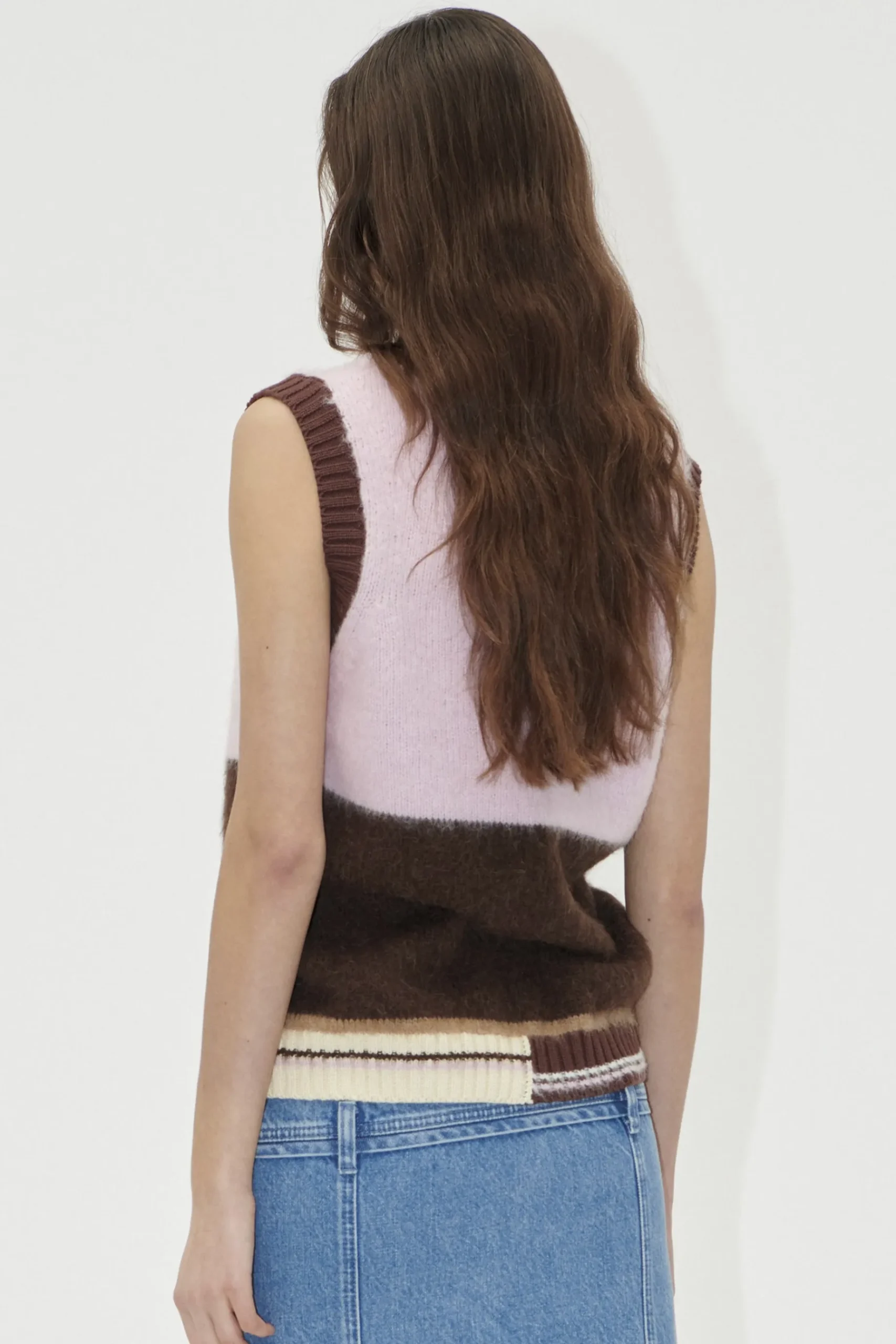 Knitwear-HUSK Stine Goya V-neck Vest - Multi Coloured neckVest-MultiColoured