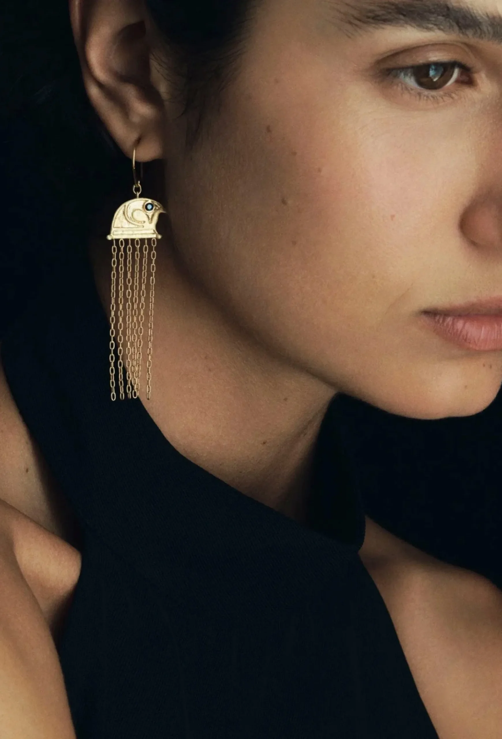 Earrings-HUSK Temple Of The Sun Falcon Earring - Gold