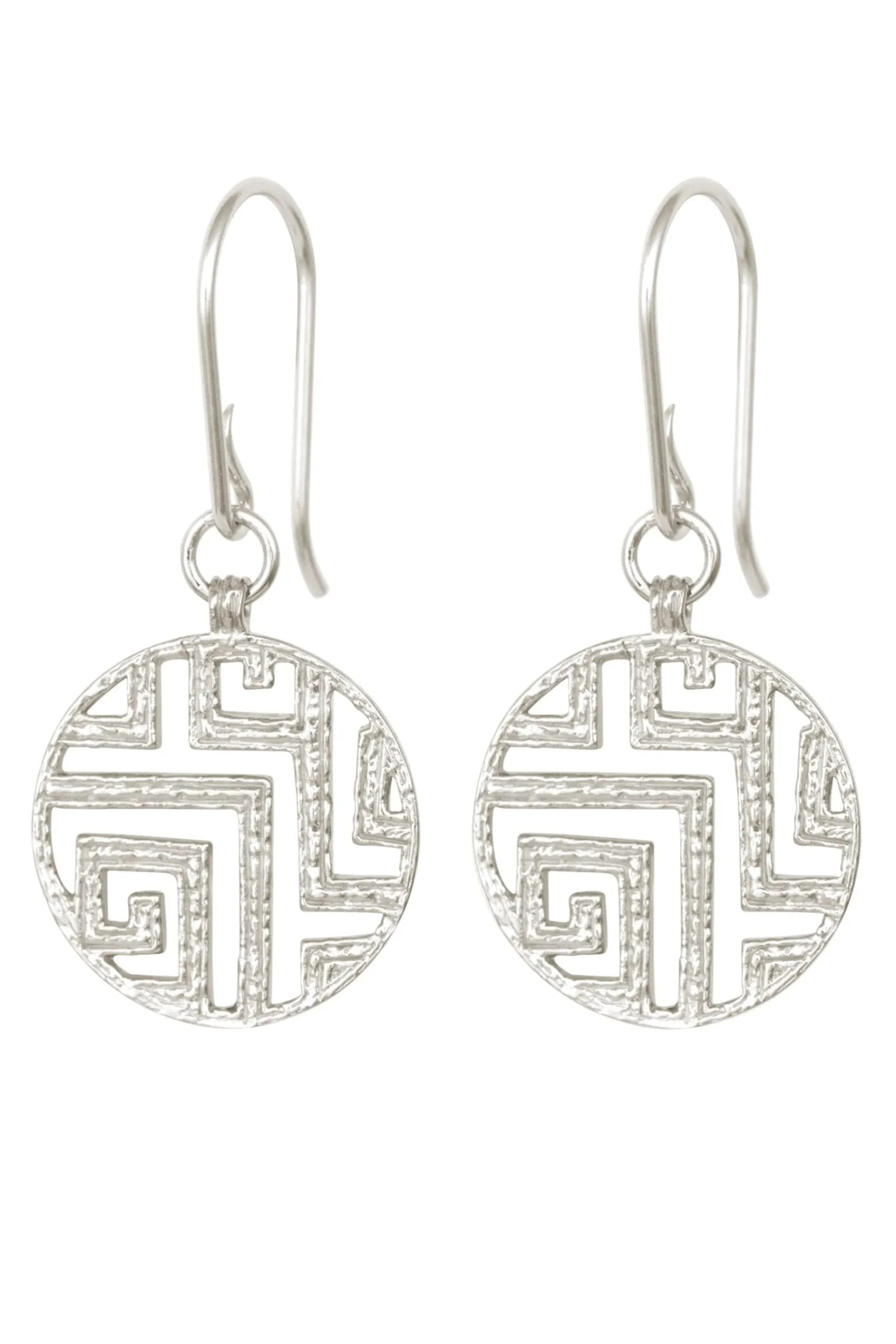 Earrings-HUSK Temple Of The Sun Greca Earring - Silver