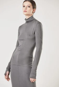 Tops-HUSK Thom Krom Rollneck Top - Ash