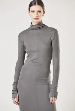 Tops-HUSK Thom Krom Rollneck Top - Ash