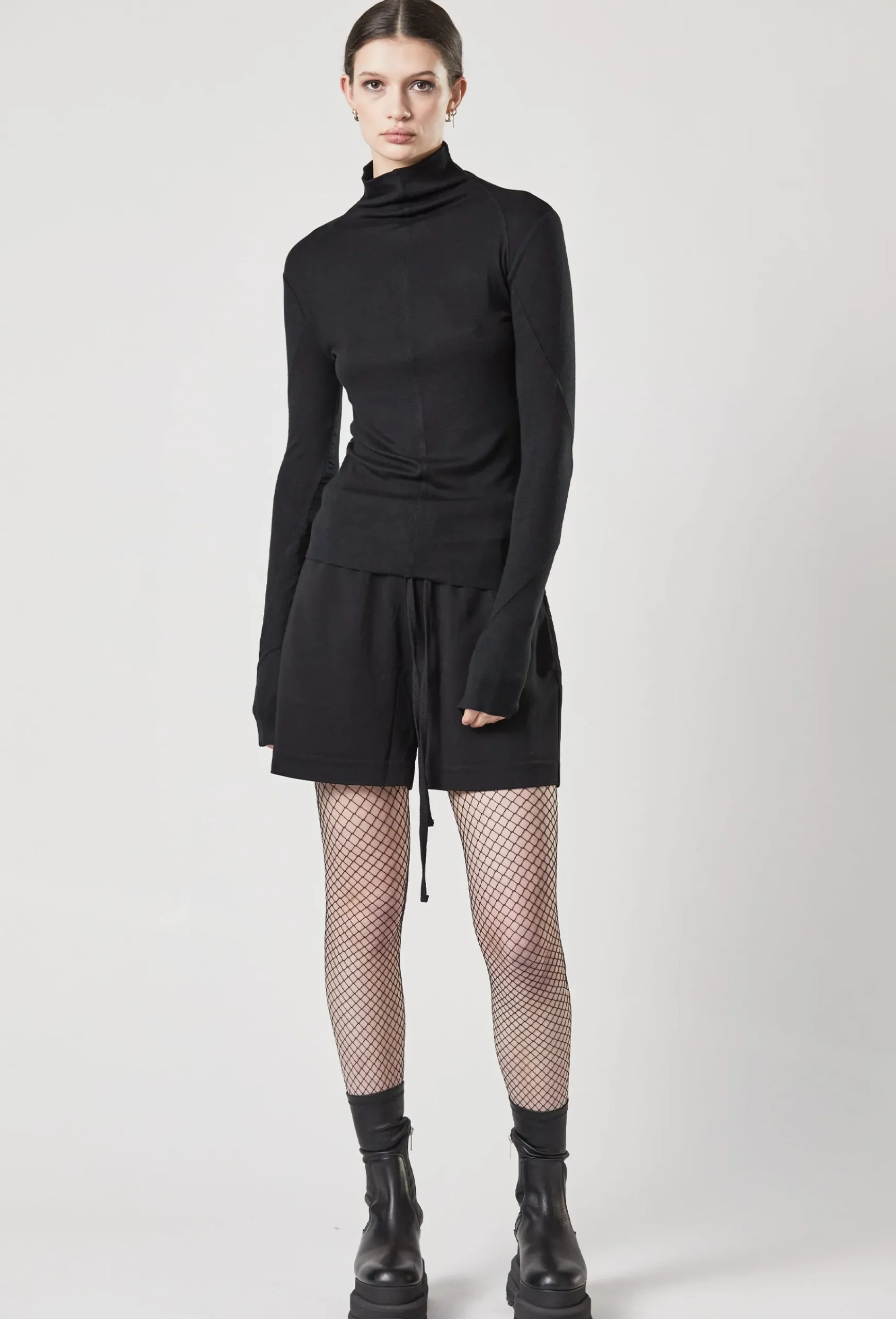 Tops-HUSK Thom Krom Rollneck Top - Black