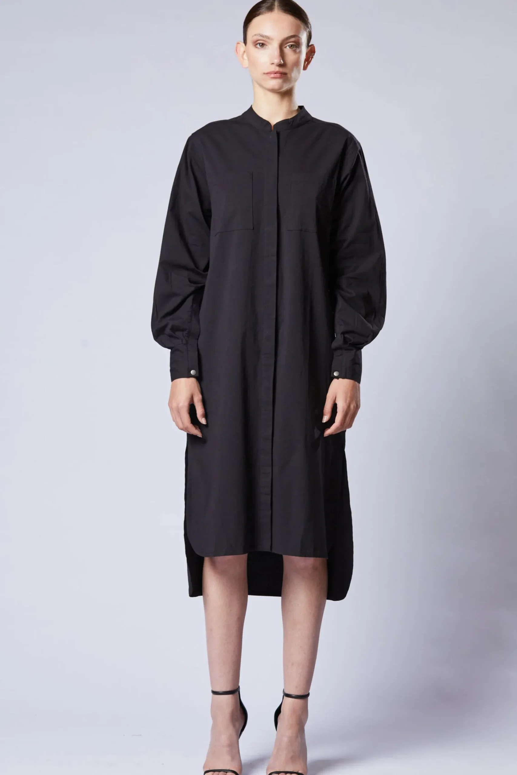 Dresses-HUSK Thom Krom Shirty Dress - Black