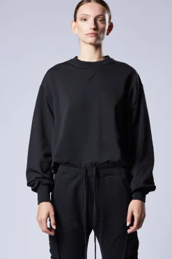 Tops-HUSK Thom Krom Slinky Pullover - Black