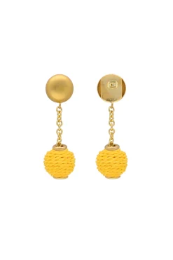 Earrings-HUSK Vanessa Baroni Raffia Earring - Yellow