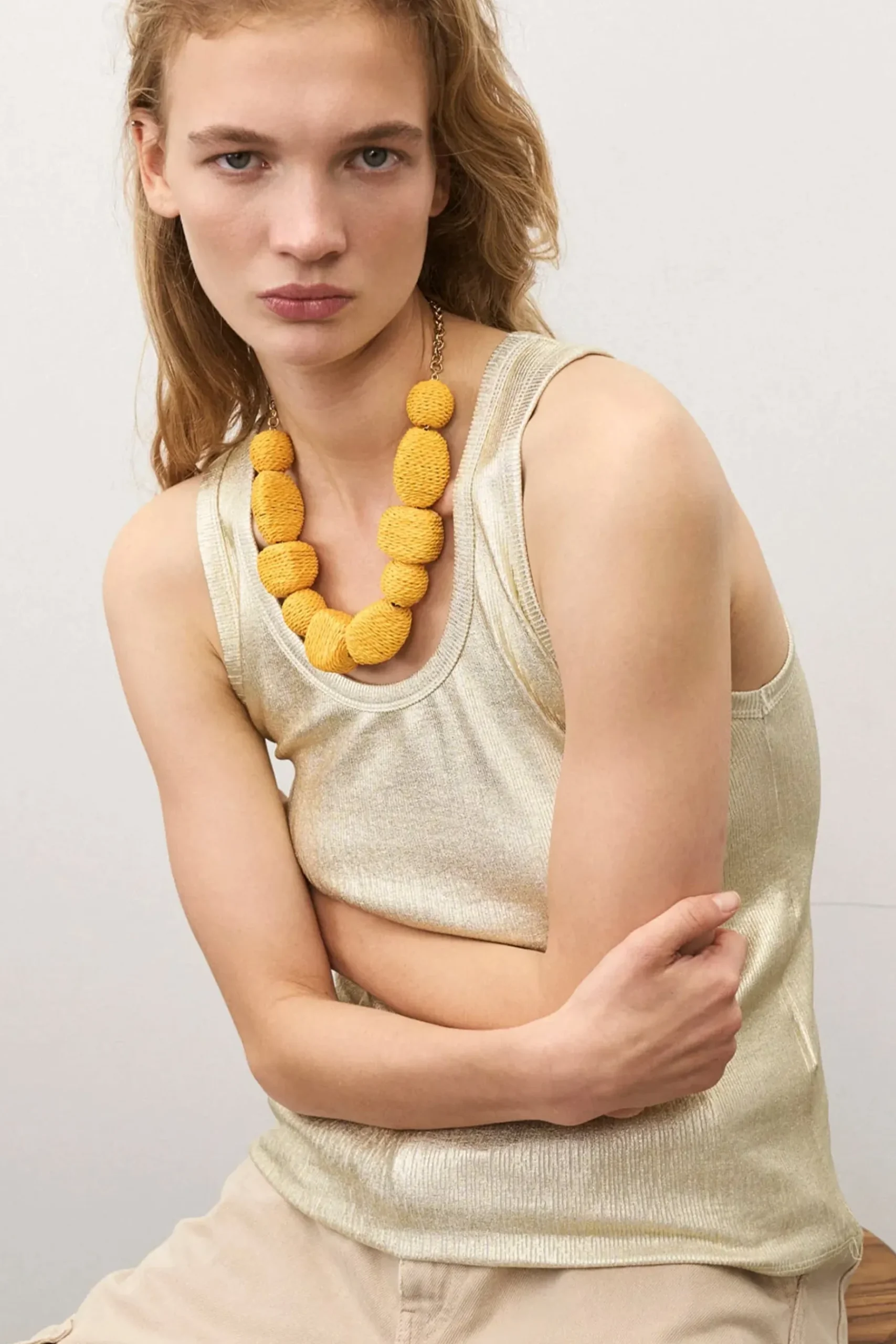 Necklaces-HUSK Vanessa Baroni Raffia Necklace - Yellow